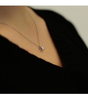 Lova Pırlanta 0.40 Karat Yuvarlak Kesim 14 Ayar Altın Tektaş 2030006 Pırlanta Kolye 42 Cm