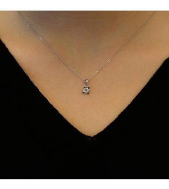 Lova Pırlanta 0.40 Karat Yuvarlak Kesim 14 Ayar Altın Tektaş 2010008 Pırlanta Kolye 42 Cm