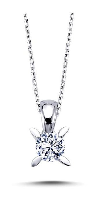 Lova Pırlanta 0.40 Karat Yuvarlak Kesim 14 Ayar Altın Tektaş 2040012 Pırlanta Kolye 42 Cm