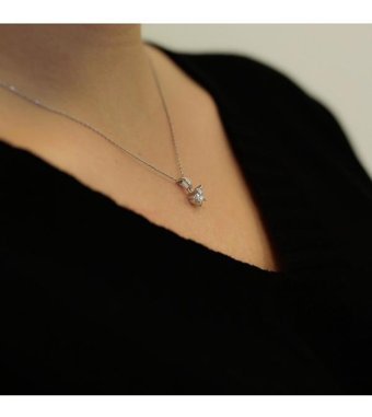 Lova Pırlanta 0.40 Karat Yuvarlak Kesim 14 Ayar Altın Tektaş 2040012 Pırlanta Kolye 42 Cm