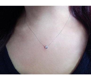 Sirius Pırlanta 0.20 Karat Yuvarlak Kesim 14 Ayar Altın Tektaş Pırlanta Kolye 42 Cm