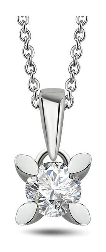Ariş 0.05 Karat Yuvarlak Kesim 14 Ayar Altın Tektaş Pırlanta Kolye 42 Cm