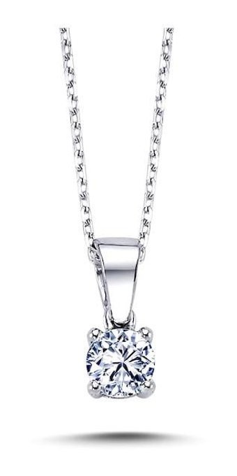 Lova Pırlanta 0.25 Karat Yuvarlak Kesim 14 Ayar Altın Tektaş 2070008 Pırlanta Kolye 42 Cm