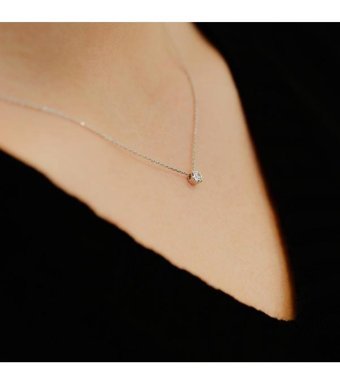 Lova Pırlanta 0.08 Karat Yuvarlak Kesim 14 Ayar Altın Tektaş 2040017 Pırlanta Kolye 42 Cm