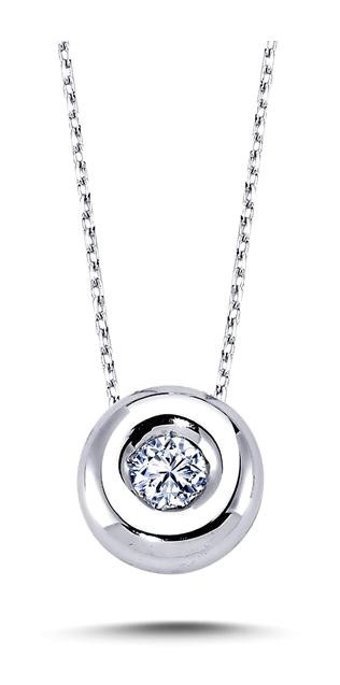 Lova Pırlanta 0.20 Karat Yuvarlak Kesim 14 Ayar Altın Tektaş 2060002 Pırlanta Kolye 42 Cm