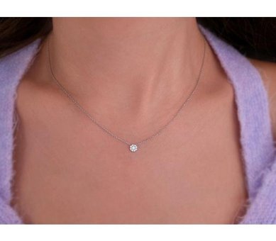 Sirius Pırlanta 0.30 Karat Yuvarlak Kesim 8 Ayar Altın Pırlanta Kolye 42 Cm