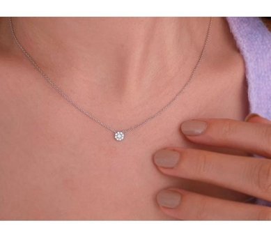 Sirius Pırlanta 0.30 Karat Yuvarlak Kesim 8 Ayar Altın Pırlanta Kolye 42 Cm