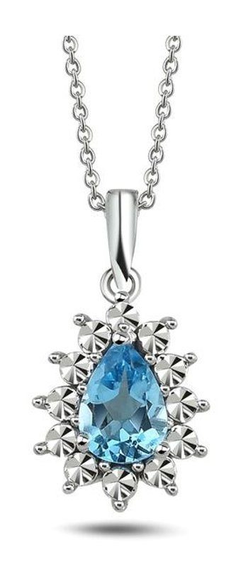 Ariş Damla Kesim Topaz Taşlı 14 Ayar Altın Pırlanta Kolye 42 Cm
