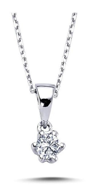 Lova Pırlanta 0.13 Karat Yuvarlak Kesim 14 Ayar Altın Tektaş 2030018 Pırlanta Kolye 42 Cm