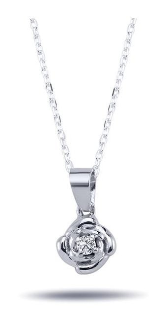 Lova Pırlanta 0.05 Karat Yuvarlak Kesim 14 Ayar Altın Tektaş 2070024 Pırlanta Kolye 42 Cm