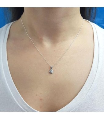 Lova Pırlanta 0.05 Karat Yuvarlak Kesim 14 Ayar Altın Tektaş 2070024 Pırlanta Kolye 42 Cm