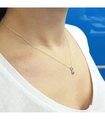 Lova Pırlanta 0.05 Karat Yuvarlak Kesim 14 Ayar Altın Tektaş 2070024 Pırlanta Kolye 42 Cm