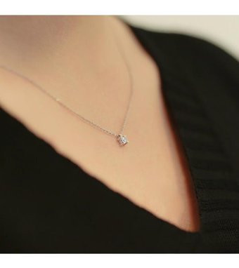 Lova Pırlanta 0.11 Karat Yuvarlak Kesim 14 Ayar Altın Tektaş 2030002 Pırlanta Kolye 42 Cm