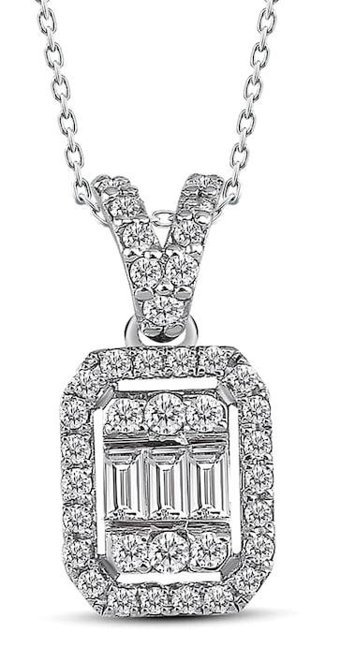 Lilarote 0.20 Karat Baget Kesim 14 Ayar Altın Tektaş Pırlanta Kolye 45 Cm