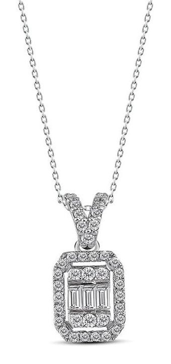 Lilarote 0.20 Karat Baget Kesim 14 Ayar Altın Tektaş Pırlanta Kolye 45 Cm