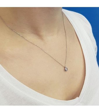Lova Pırlanta 0.32 Karat Yuvarlak Kesim Altın Tektaş 2060024 Pırlanta Kolye 42 Cm