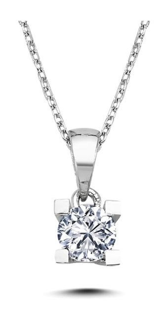 Lova Pırlanta 0.40 Karat Yuvarlak Kesim 14 Ayar Altın Tektaş 2010004 Pırlanta Kolye 42 Cm