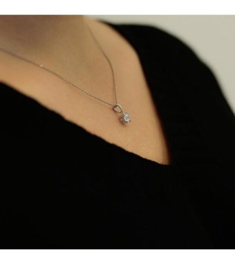 Lova Pırlanta 0.40 Karat Yuvarlak Kesim 14 Ayar Altın Tektaş 2010004 Pırlanta Kolye 42 Cm