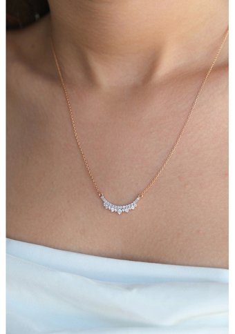 Asil 0.40 Karat Yuvarlak Kesim 18 Ayar Altın Pırlanta Kolye 45 Cm