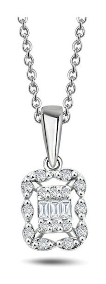 Ariş 0.14 Karat Baget Kesim 8 Ayar Altın Pırlanta Kolye 42 Cm