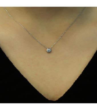 Lova Pırlanta 0.20 Karat Yuvarlak Kesim 14 Ayar Altın Tektaş 2040020 Pırlanta Kolye 42 Cm