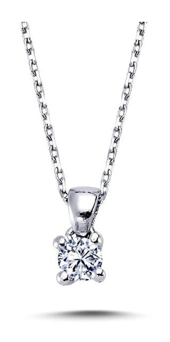 Lova Pırlanta 0.13 Karat Yuvarlak Kesim 14 Ayar Altın Tektaş 2040008 Pırlanta Kolye 42 Cm