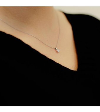 Lova Pırlanta 0.13 Karat Yuvarlak Kesim 14 Ayar Altın Tektaş 2040008 Pırlanta Kolye 42 Cm