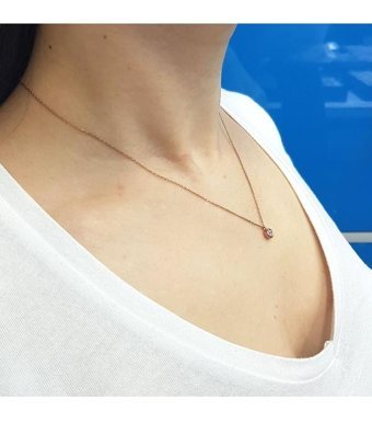 Lova Pırlanta 0.16 Karat Yuvarlak Kesim 14 Ayar Altın Tektaş 2040069 Pırlanta Kolye 42 Cm