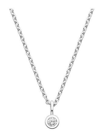 Sare Pırlanta 0.10 Karat Yuvarlak Kesim 14 Ayar Altın Tektaş Pırlanta Kolye 42 Cm