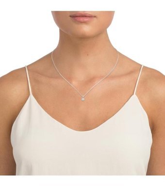 Sare Pırlanta 0.10 Karat Yuvarlak Kesim 14 Ayar Altın Tektaş Pırlanta Kolye 42 Cm