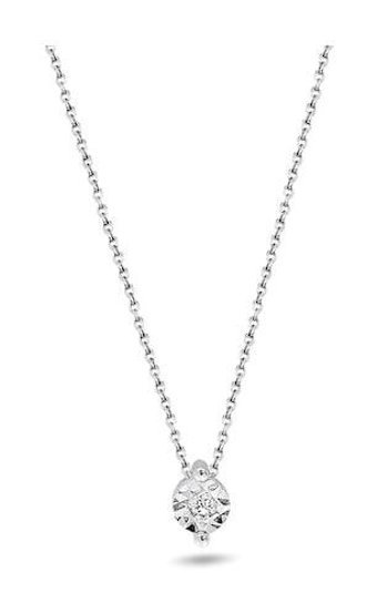 Lilarote 0.03 Karat Oval Kesim 8 Ayar Altın Tektaş Pırlanta Kolye 45 Cm