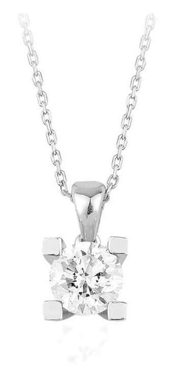 Emel Pırlanta 0.70 Karat Yuvarlak Kesim Sertifikalı 8 Ayar Altın Tektaş Pırlanta Kolye 42 Cm