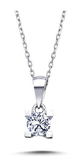 Lova Pırlanta 0.26 Karat Yuvarlak Kesim 14 Ayar Altın Tektaş 2010003 Pırlanta Kolye 42 Cm