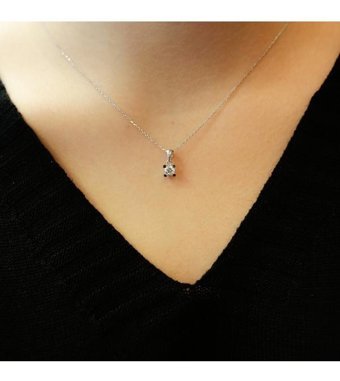 Lova Pırlanta 0.26 Karat Yuvarlak Kesim 14 Ayar Altın Tektaş 2010003 Pırlanta Kolye 42 Cm