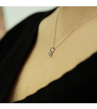 Lova Pırlanta 0.15 Karat Yuvarlak Kesim 14 Ayar Altın Tektaş 2070007 Pırlanta Kolye 42 Cm
