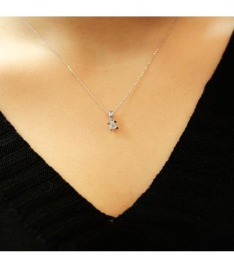 Lova Pırlanta 0.25 Karat Yuvarlak Kesim 14 Ayar Altın Tektaş 2040002 Pırlanta Kolye 42 Cm