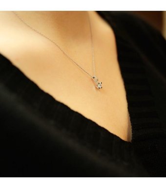 Lova Pırlanta 0.25 Karat Yuvarlak Kesim 14 Ayar Altın Tektaş 2040002 Pırlanta Kolye 42 Cm