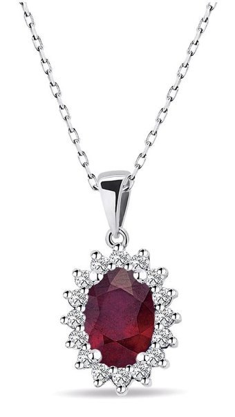 Lilarote 1.49 Karat Yuvarlak Kesim Yakut Taşlı Altın Pırlanta Kolye 45 Cm