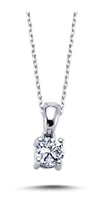 Lova Pırlanta 0.42 Karat Yuvarlak Kesim 14 Ayar Altın Tektaş 2040007 Pırlanta Kolye 42 Cm