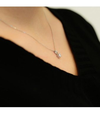 Lova Pırlanta 0.42 Karat Yuvarlak Kesim 14 Ayar Altın Tektaş 2040007 Pırlanta Kolye 42 Cm