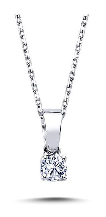 Lova Pırlanta 0.10 Karat Yuvarlak Kesim 14 Ayar Altın Tektaş 2070006 Pırlanta Kolye 42 Cm