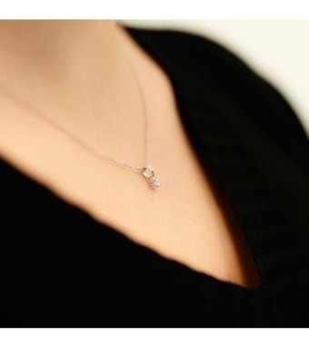 Lova Pırlanta 0.10 Karat Yuvarlak Kesim 14 Ayar Altın Tektaş 2070006 Pırlanta Kolye 42 Cm