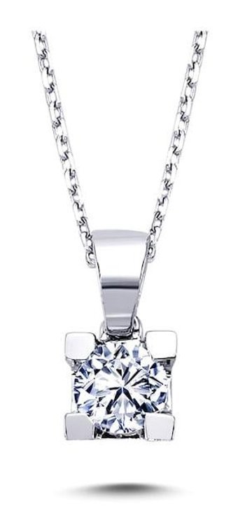 Lova Pırlanta 0.31 Karat Yuvarlak Kesim 14 Ayar Altın Tektaş 2070004 Pırlanta Kolye 42 Cm
