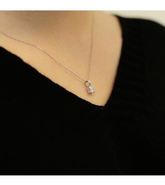 Lova Pırlanta 0.31 Karat Yuvarlak Kesim 14 Ayar Altın Tektaş 2070004 Pırlanta Kolye 42 Cm