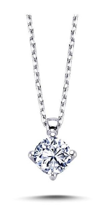 Lova Pırlanta 0.31 Karat Yuvarlak Kesim 14 Ayar Altın Tektaş 2030012 Pırlanta Kolye 42 Cm