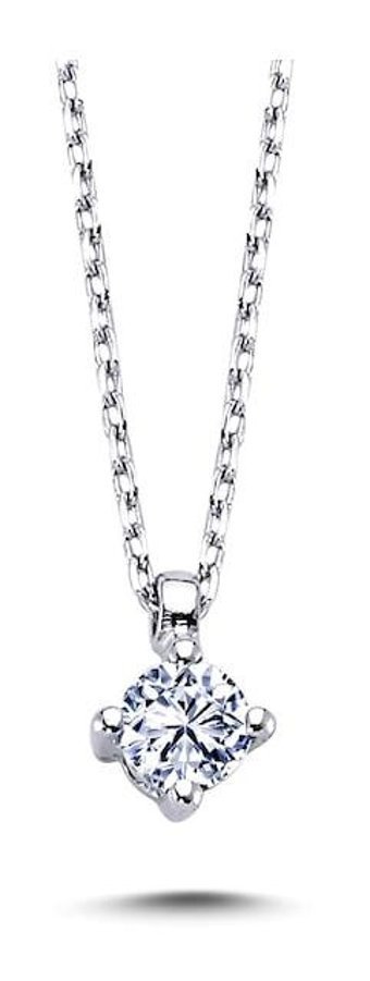 Lova Pırlanta 0.17 Karat Yuvarlak Kesim 14 Ayar Altın Tektaş 2030010 Pırlanta Kolye 42 Cm