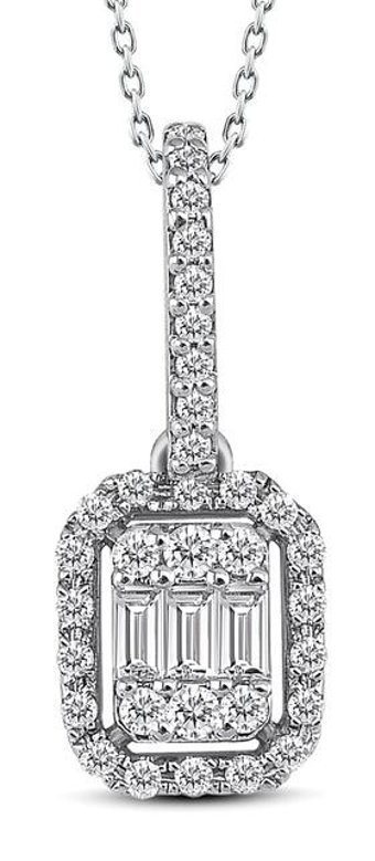 Lilarote 0.25 Karat Baget Kesim 14 Ayar Altın Tektaş Pırlanta Kolye 45 Cm