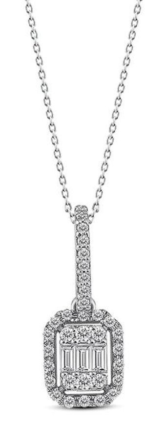 Lilarote 0.25 Karat Baget Kesim 14 Ayar Altın Tektaş Pırlanta Kolye 45 Cm