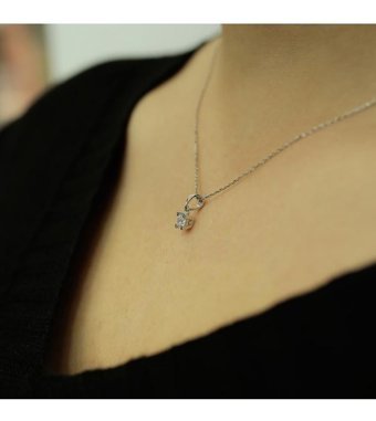 Lova Pırlanta 0.20 Karat Yuvarlak Kesim 14 Ayar Altın Tektaş 2010002 Pırlanta Kolye 42 Cm