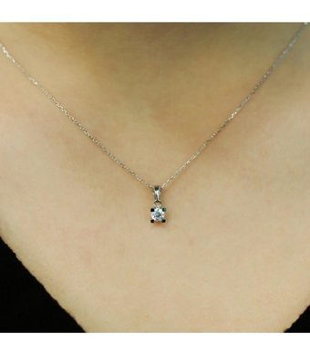 Lova Pırlanta 0.20 Karat Yuvarlak Kesim 14 Ayar Altın Tektaş 2010002 Pırlanta Kolye 42 Cm